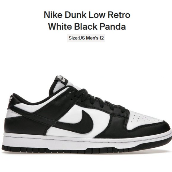 SIZE 12 - Nike Dunk Low Retro White Black Panda - DD1391-100 - AUTHENTIC NEW! - Picture 1 of 9